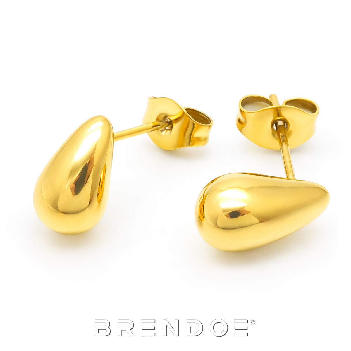 Brendoe Goudkleurige Druppel Oorstekers – RVS
