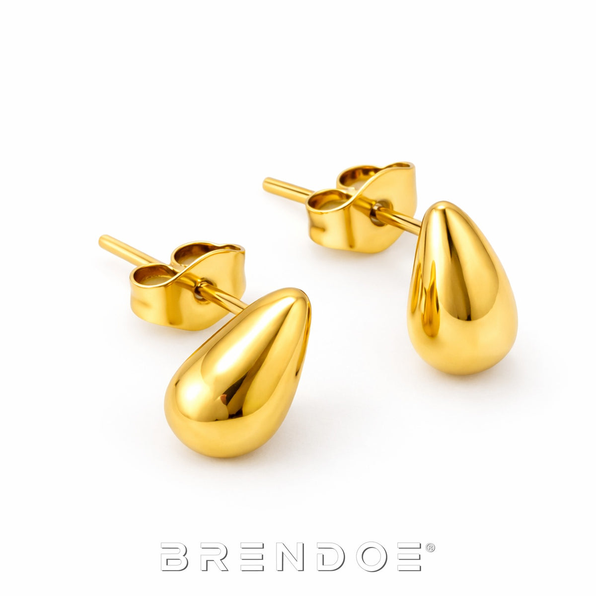 Brendoe Goudkleurige Druppel Oorstekers – RVS