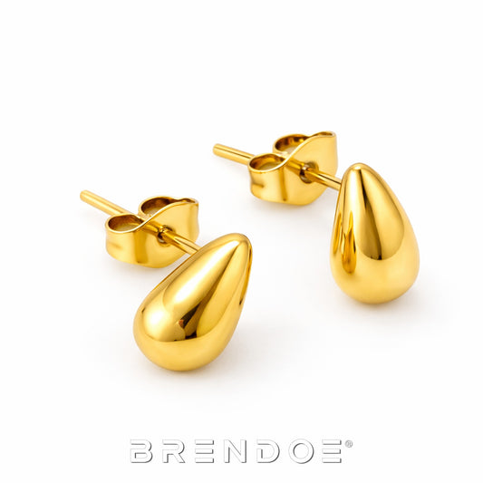 Brendoe Goudkleurige Druppel Oorstekers – RVS