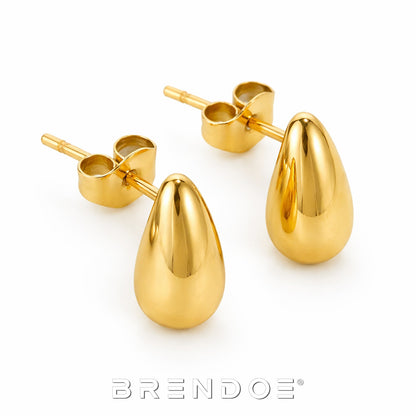 Brendoe Goudkleurige Druppel Oorstekers – RVS