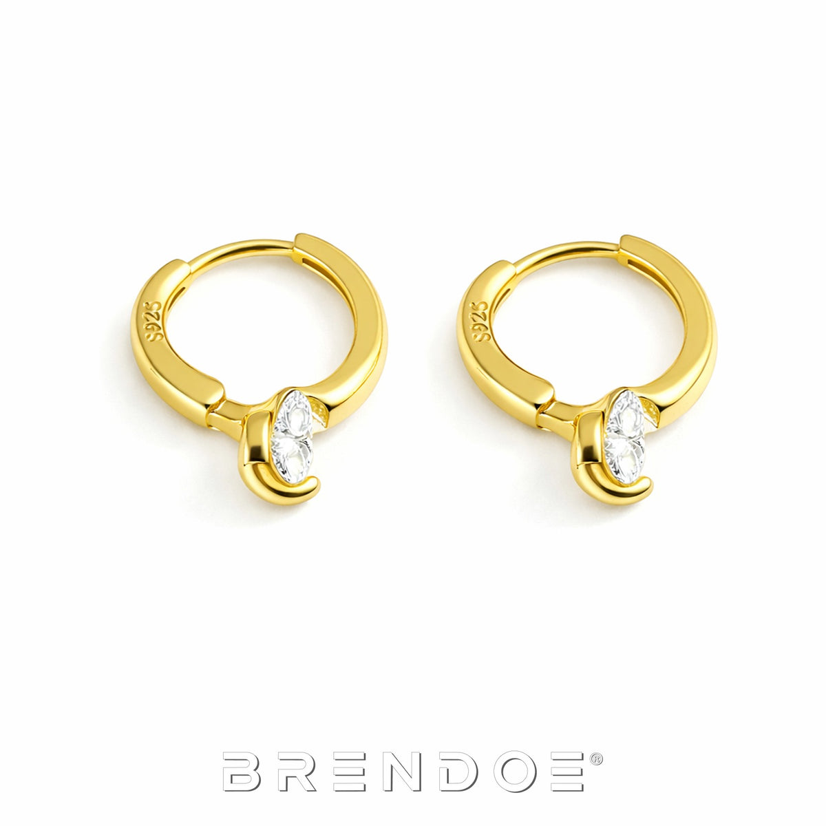 Brendoe Goudkleurige Zirkonia Oorringen – 925 Zilver