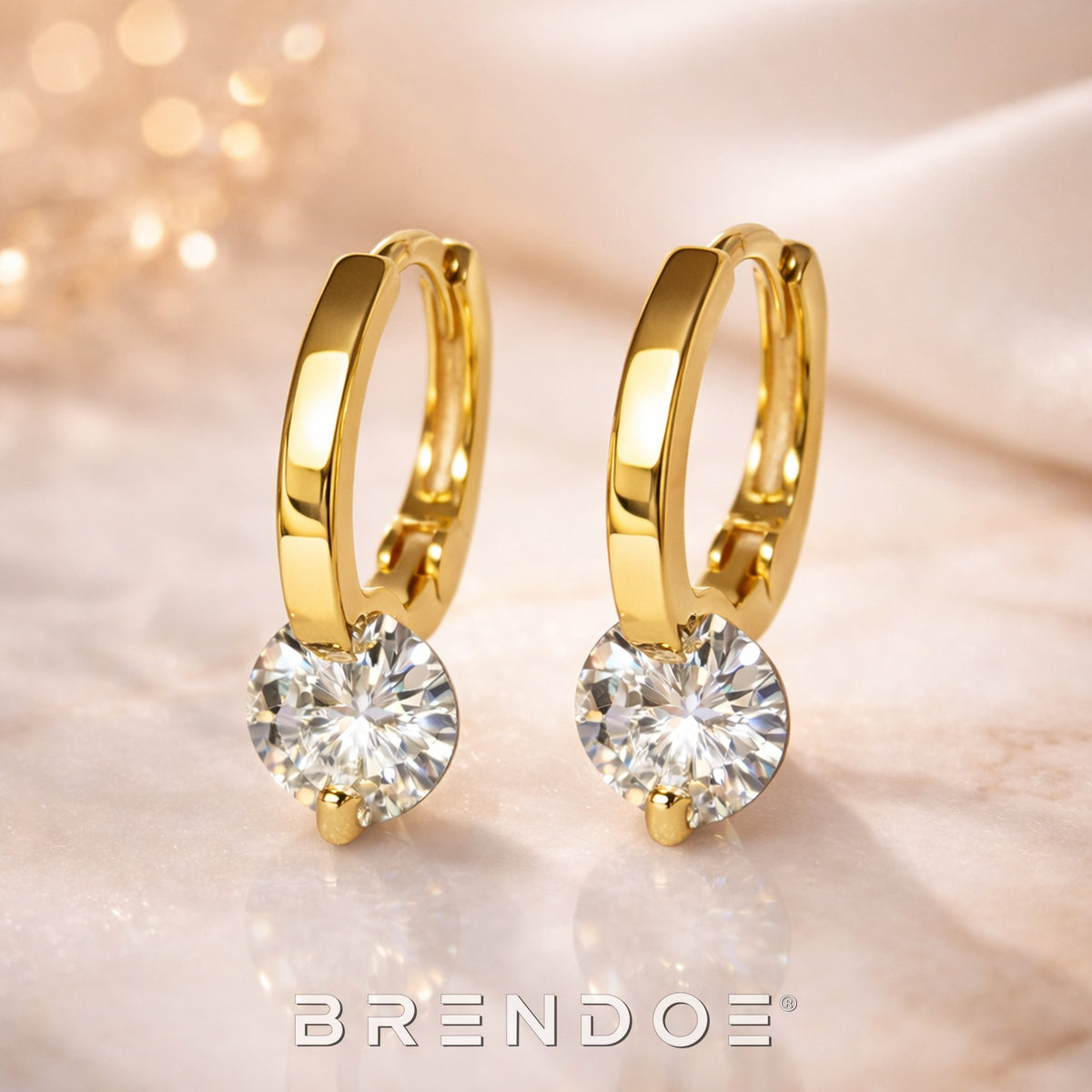 Brendoe Goudkleurige Zirkonia Oorringen – 925 Zilver