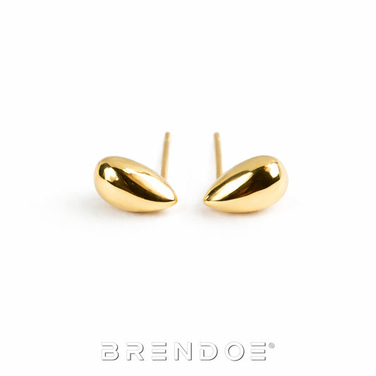Brendoe Goudkleurige Druppel Oorstekers – 925 Zilver