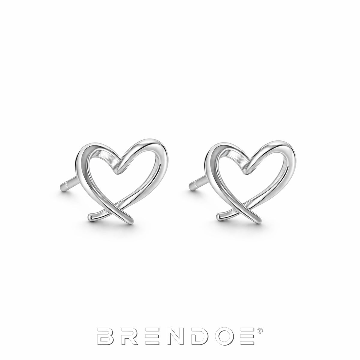 Brendoe Zilverkleurige Lijnhart Oorstekers – 925 Zilver
