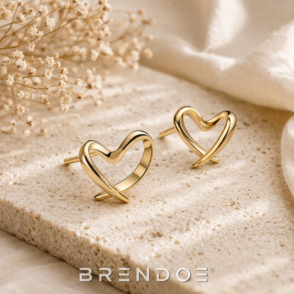 Brendoe Goudkleurige Lijnhart Oorstekers – 925 Zilver