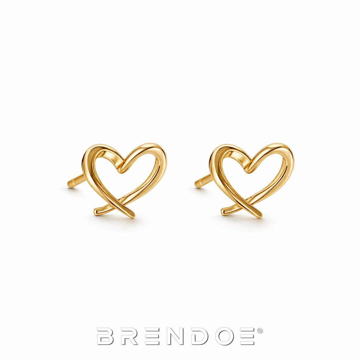 Brendoe Goudkleurige Lijnhart Oorstekers – 925 Zilver