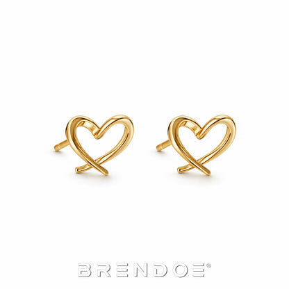 Brendoe Goudkleurige Lijnhart Oorstekers – 925 Zilver