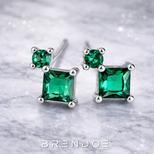 Brendoe Groene Zirkoon Oorstekers – 925 Zilver