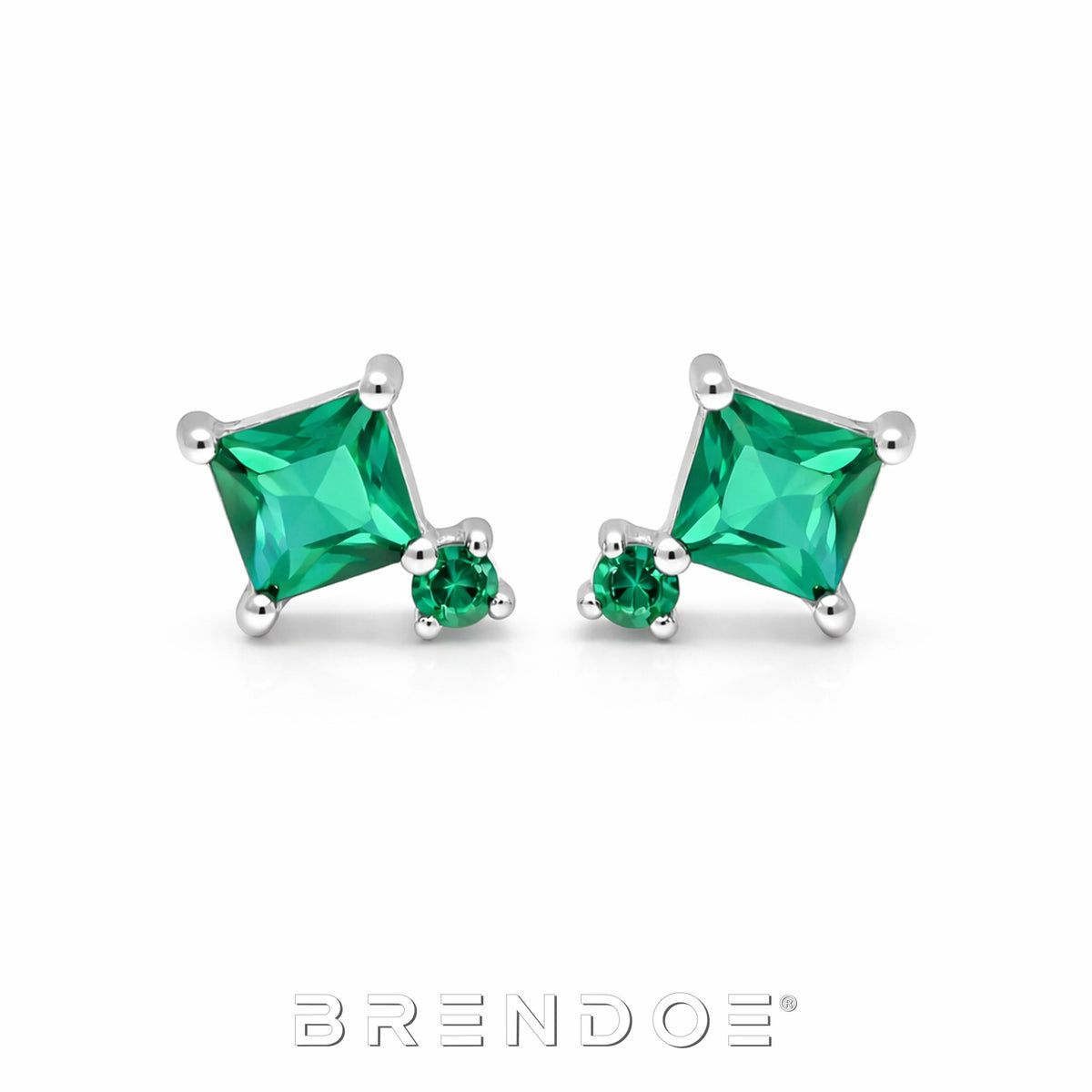Brendoe Groene Zirkoon Oorstekers – 925 Zilver