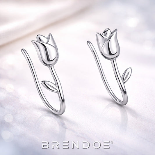 Brendoe Zilveren Tulp Oorstekers – 925 Zilver