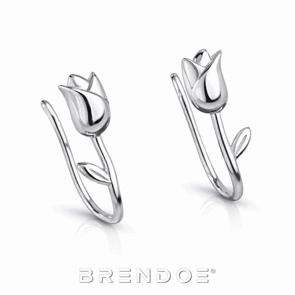 Brendoe Zilveren Tulp Oorstekers – 925 Zilver