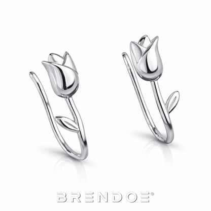 Brendoe Zilveren Tulp Oorstekers – 925 Zilver