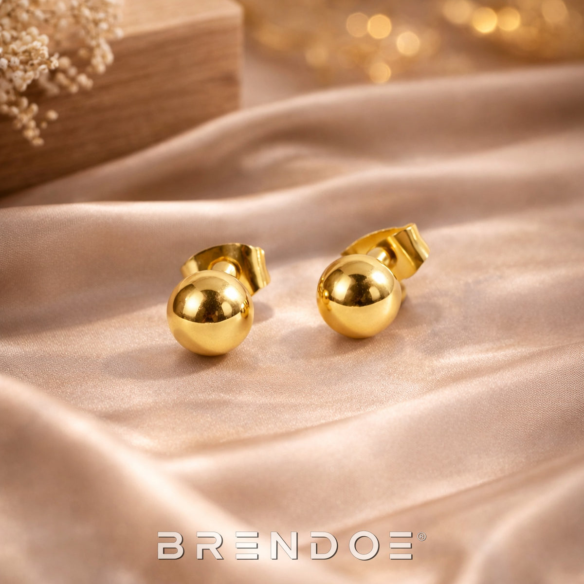 Brendoe Gouden Bol Oorstekers – RVS 304