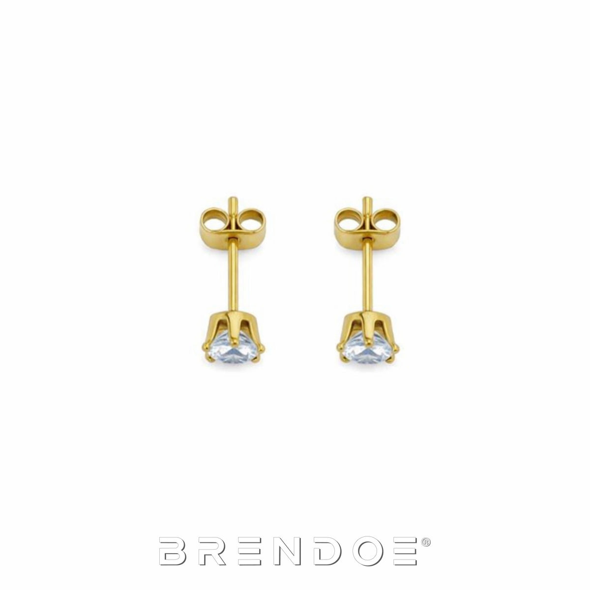 Brendoe Gouden Zirkonia Oorstekers – RVS 304