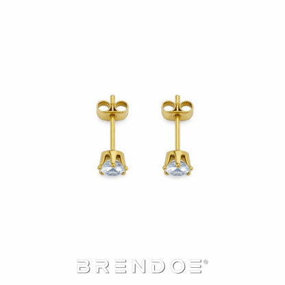 Brendoe Gouden Zirkonia Oorstekers – RVS 304