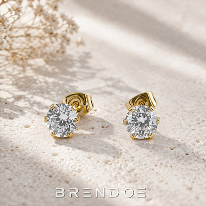 Brendoe Gouden Zirkonia Oorstekers – RVS 304