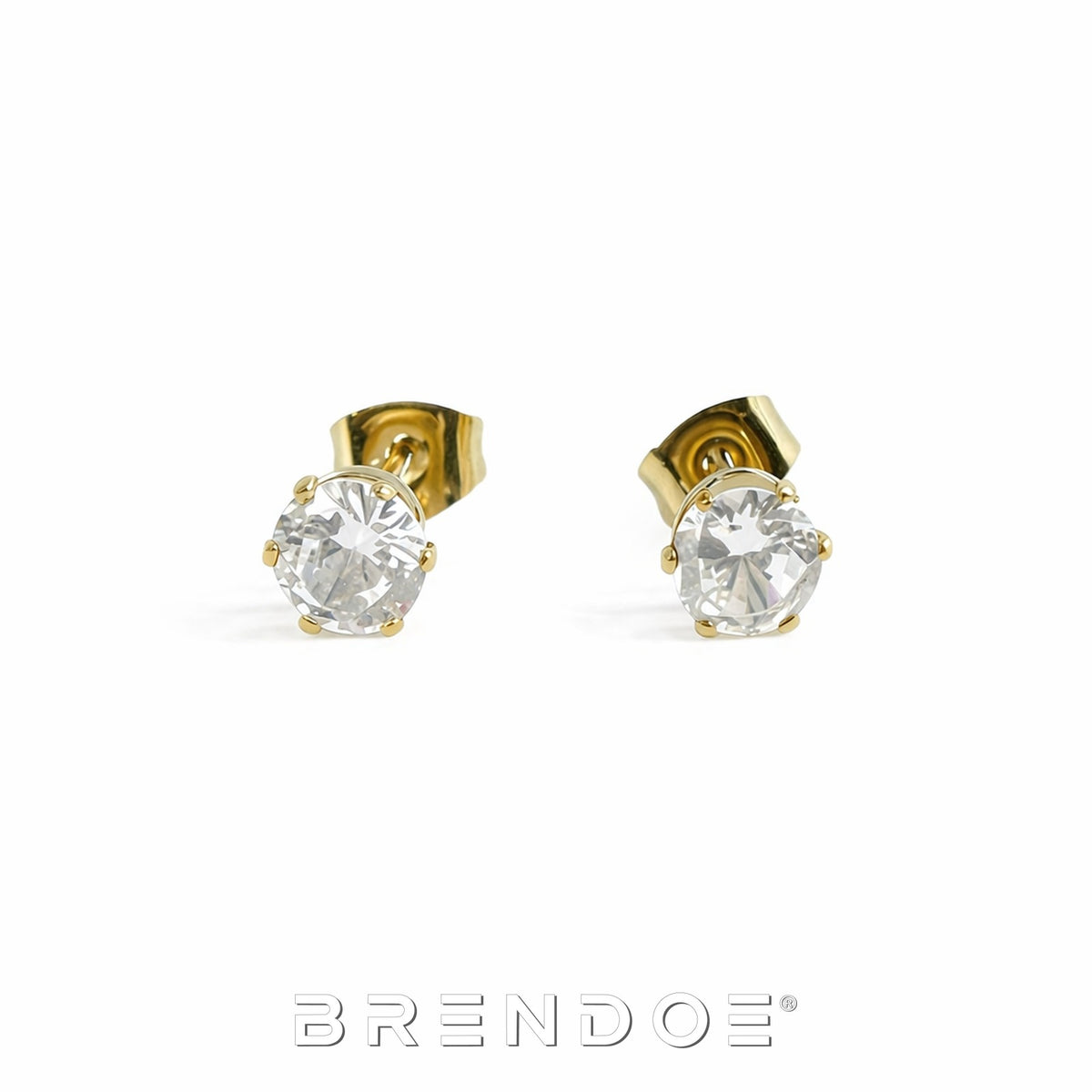 Brendoe Gouden Zirkonia Oorstekers – RVS 304
