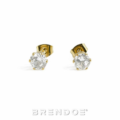 Brendoe Gouden Zirkonia Oorstekers – RVS 304