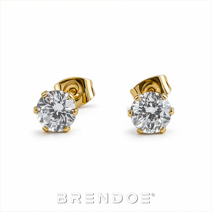 Brendoe Gouden Zirkonia Oorstekers – RVS 304