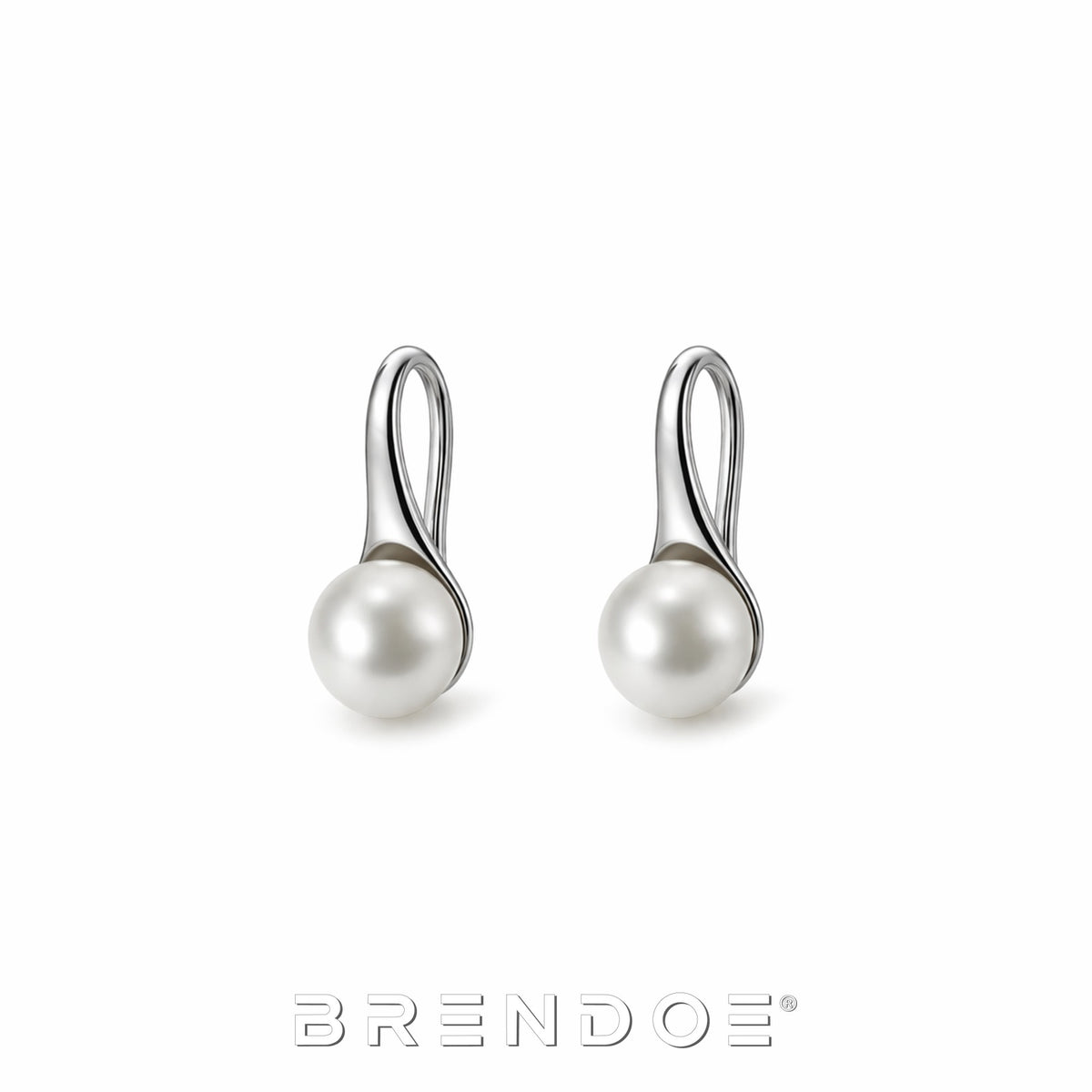 Brendoe Zilverkleurige Parel Oorhangers – Geometrisch