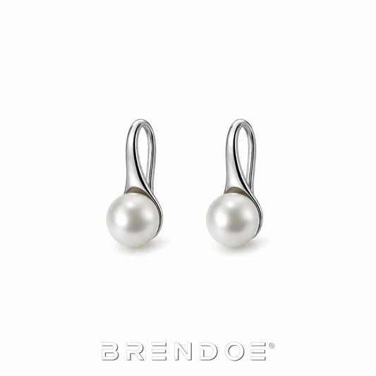 Brendoe Zilverkleurige Parel Oorhangers – Geometrisch
