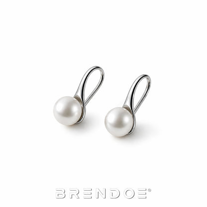 Brendoe Zilverkleurige Parel Oorhangers – Geometrisch