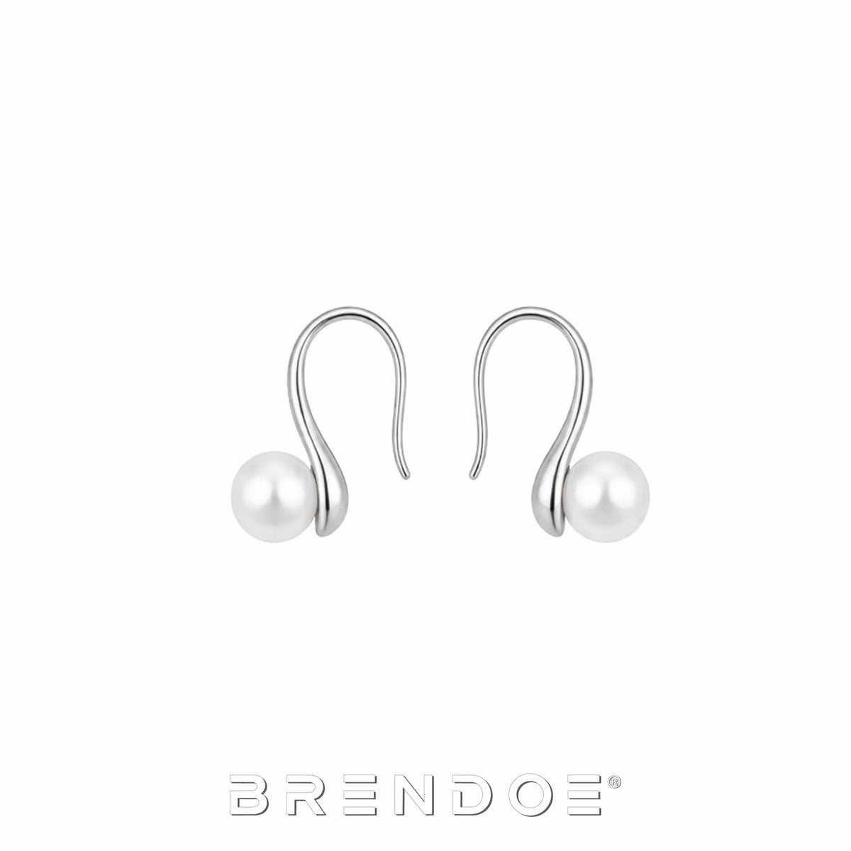 Brendoe Zilverkleurige Parel Oorhangers – Geometrisch