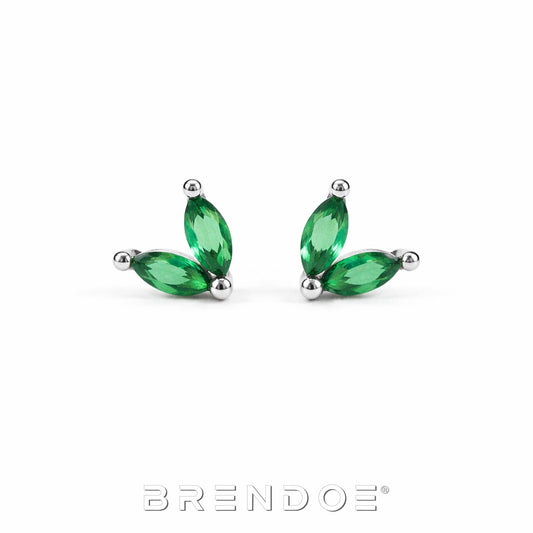 Brendoe Groene Blaadjes Oorstekers – 925 Zilver
