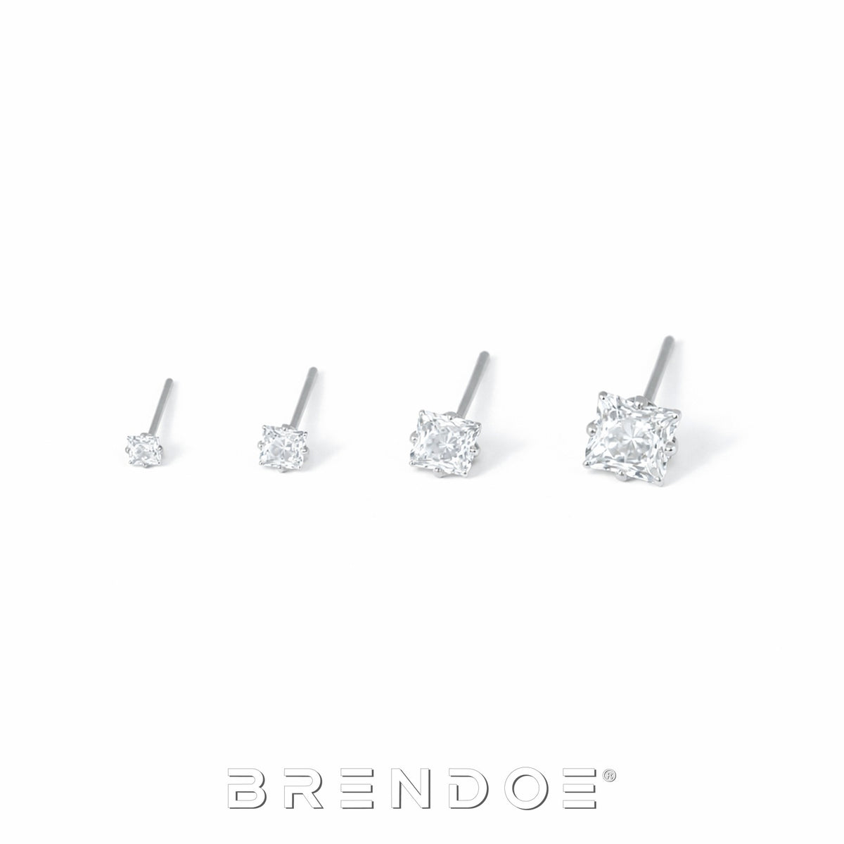 Brendoe Zilverkleurige Zirkonia Oorstekers Set – 4 Paar