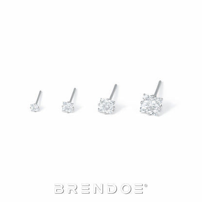 Brendoe Zilverkleurige Zirkonia Oorstekers Set – 4 Paar
