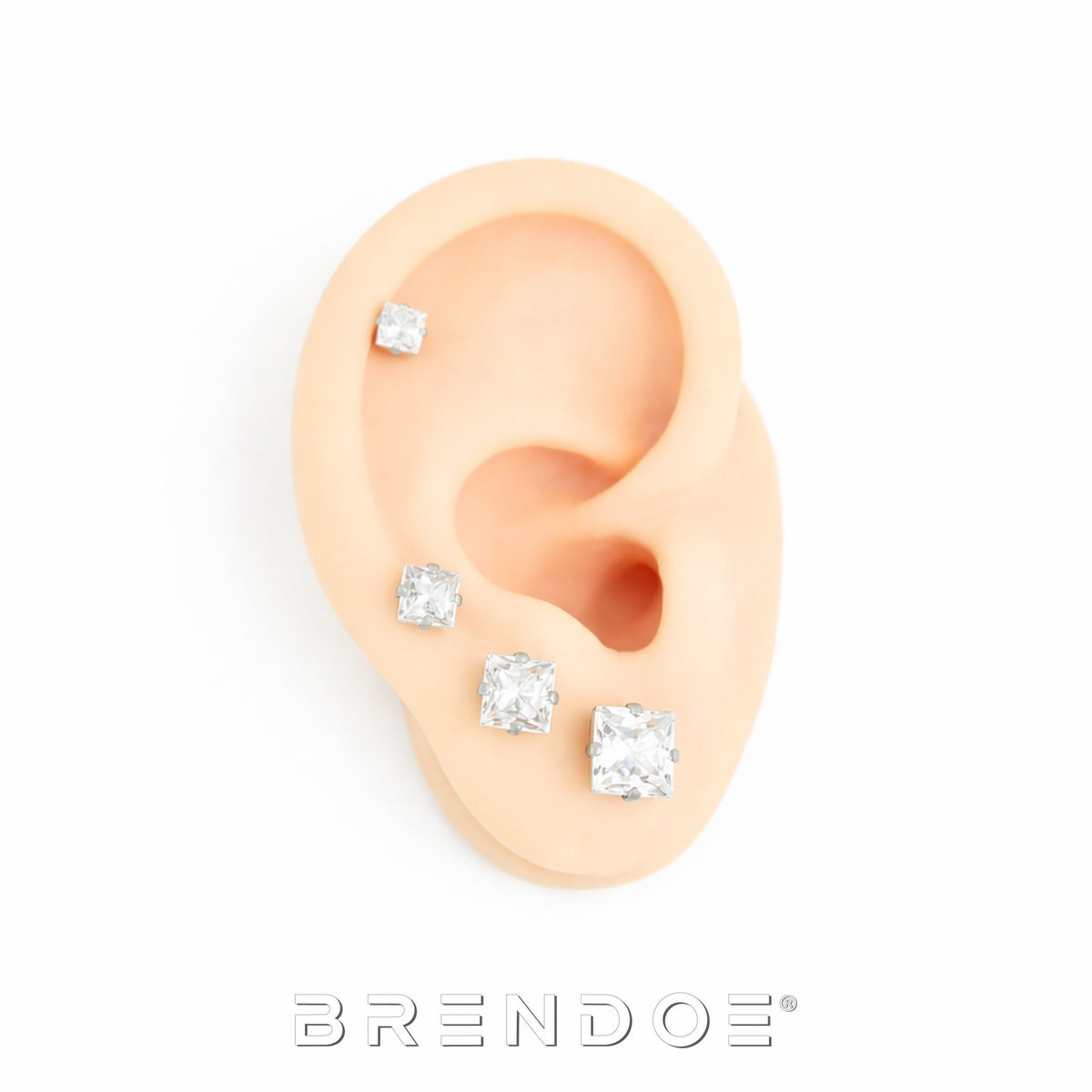 Brendoe Zilverkleurige Zirkonia Oorstekers Set – 4 Paar