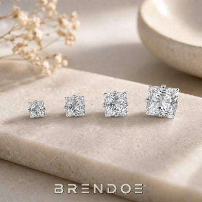 Brendoe Zilverkleurige Zirkonia Oorstekers Set – 4 Paar