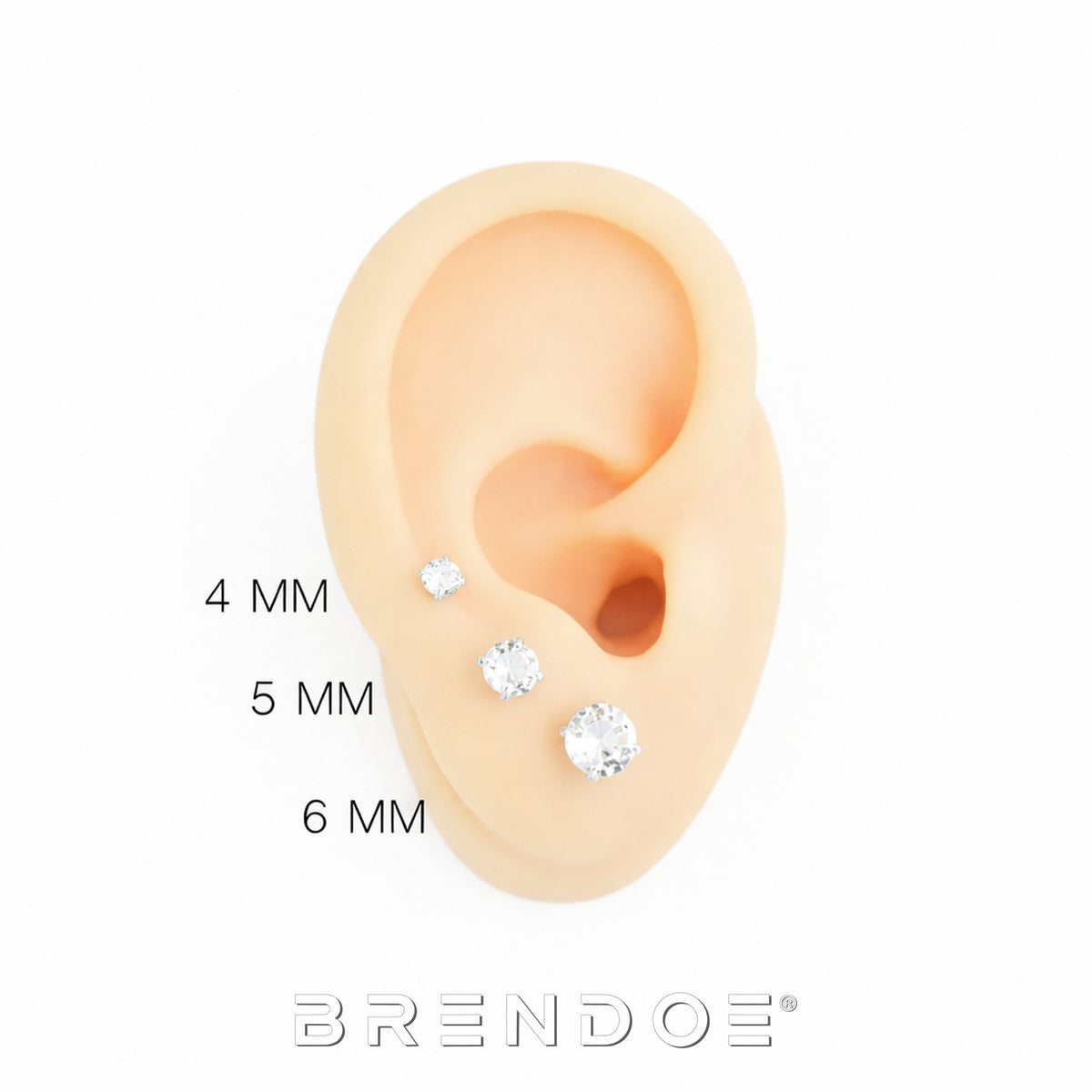 Brendoe Zilveren Zirkonia Oorstekers Set – 5 Paar