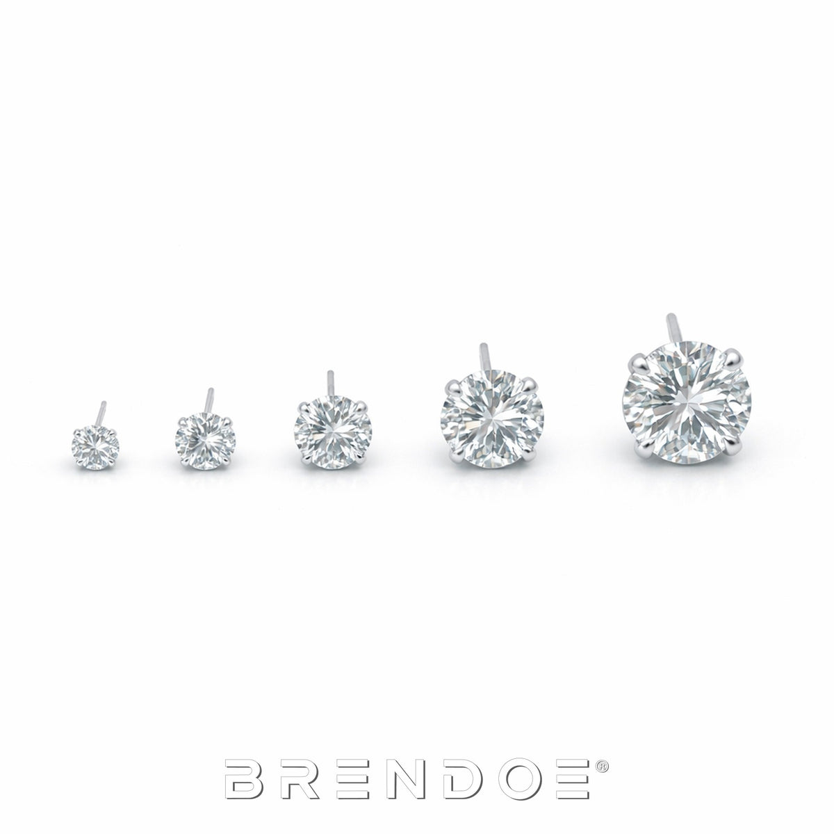 Brendoe Zilveren Zirkonia Oorstekers Set – 5 Paar