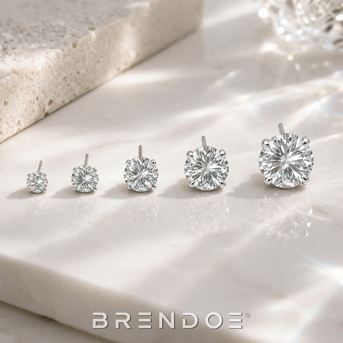Brendoe Zilveren Zirkonia Oorstekers Set – 5 Paar