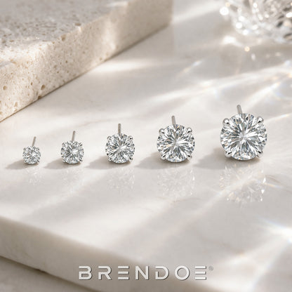 Brendoe Zilveren Zirkonia Oorstekers Set – 5 Paar