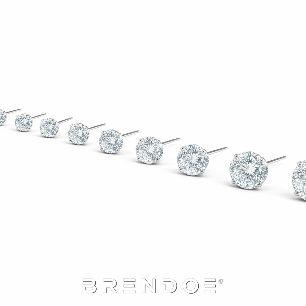 Brendoe Zilveren Zirkonia Oorstekers Set – 5 Paar