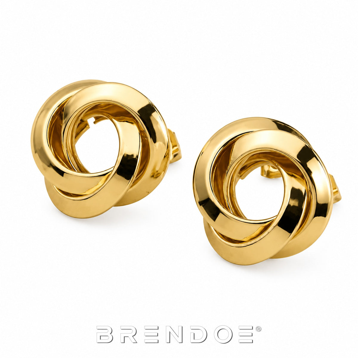 Brendoe Goudkleurige Ronde Statement Oorstekers – RVS 201