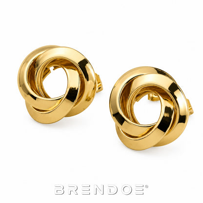 Brendoe Goudkleurige Ronde Statement Oorstekers – RVS 201