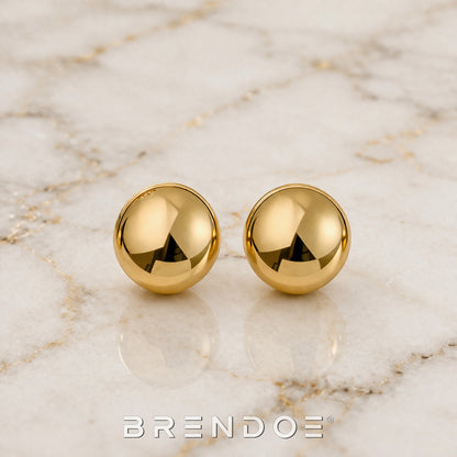 Brendoe Goudkleurige Halve Bol Oorstekers – RVS 304