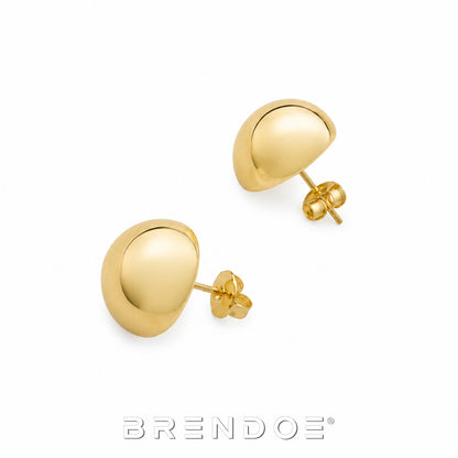 Brendoe Goudkleurige Halve Bol Oorstekers – 304 RVS Dames