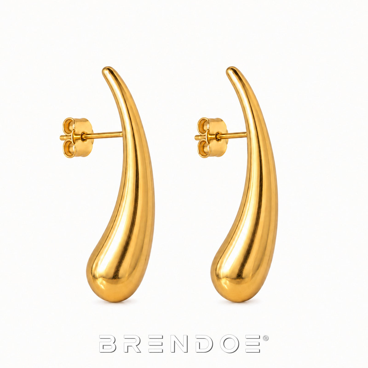 Brendoe Goudkleurige Druppel Oorstekers – RVS 304