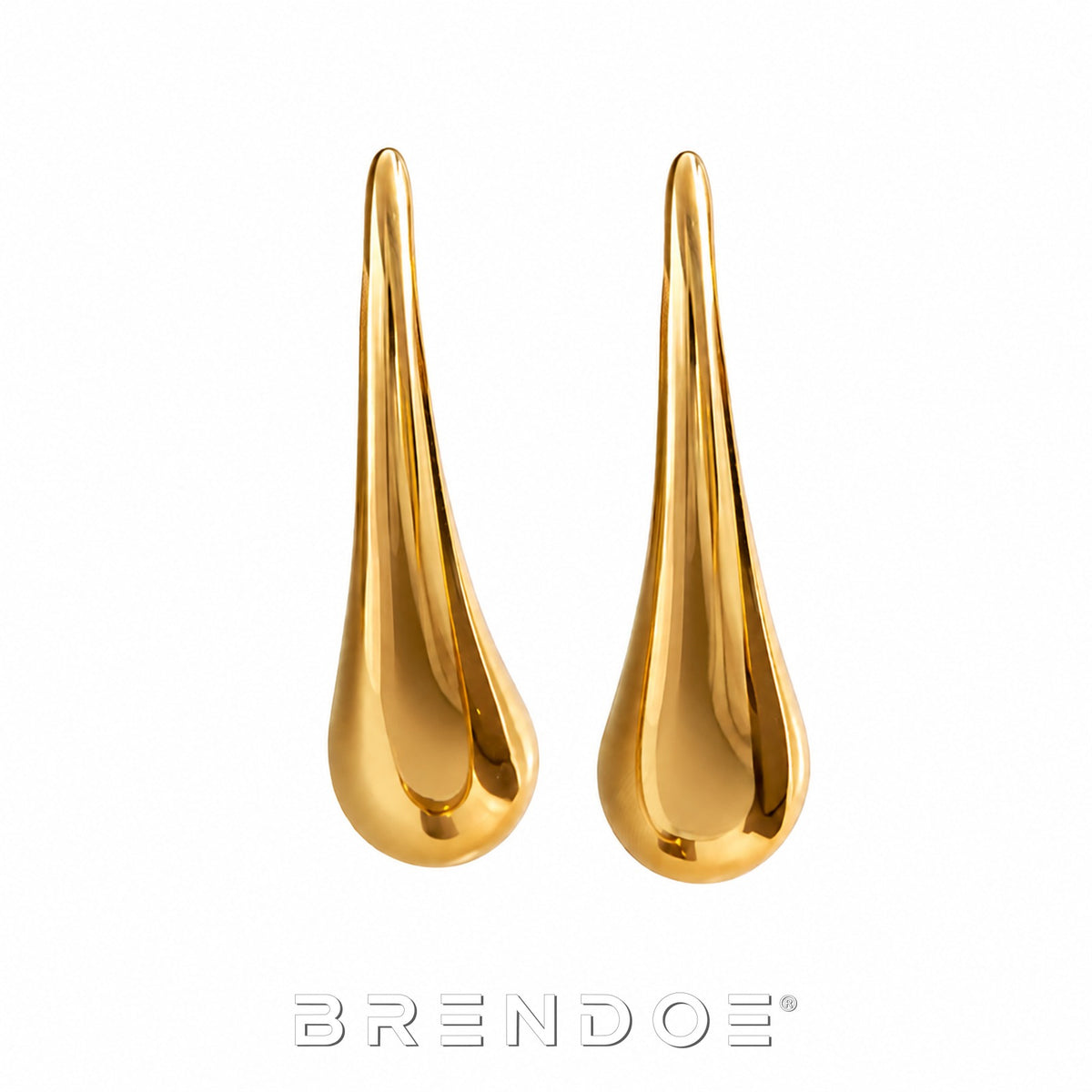 Brendoe Goudkleurige Druppel Oorstekers – RVS 304