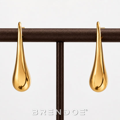 Brendoe Goudkleurige Druppel Oorstekers – RVS 304