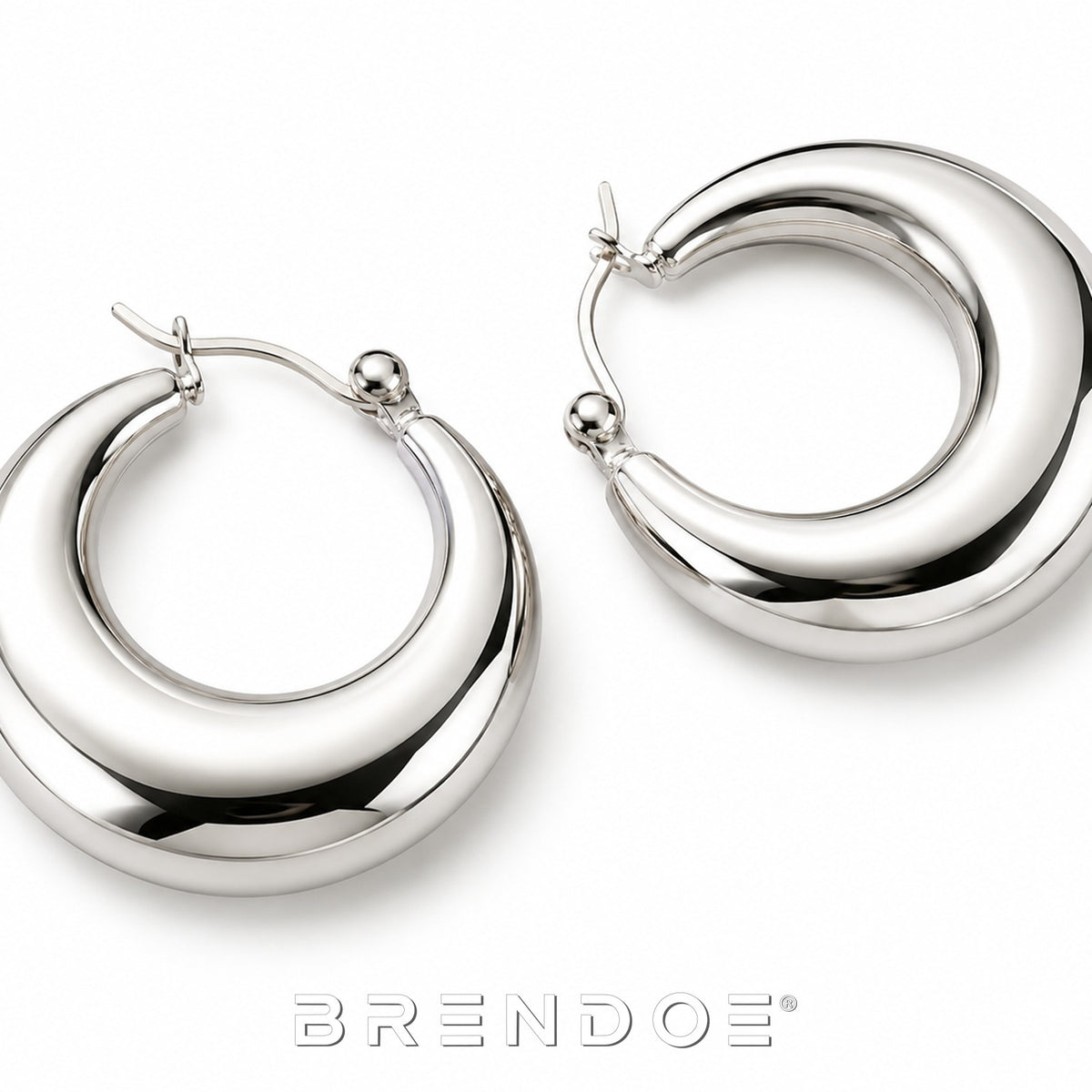 Brendoe Zilverkleurige Geometrische Oorringen