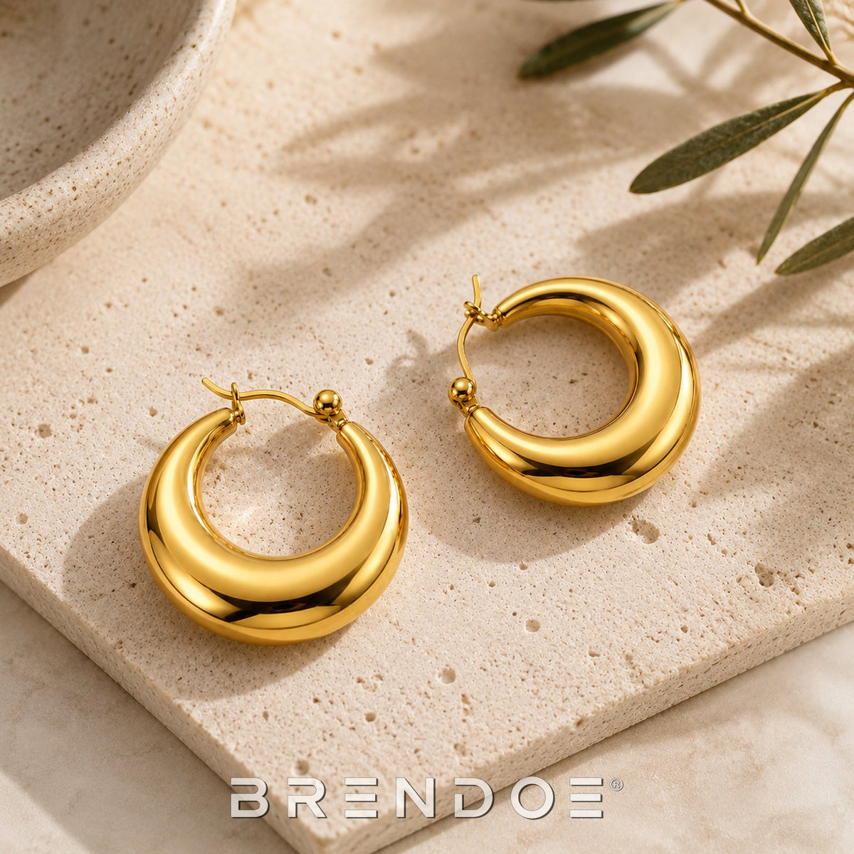 Brendoe Goudkleurige Geometrische Oorringen