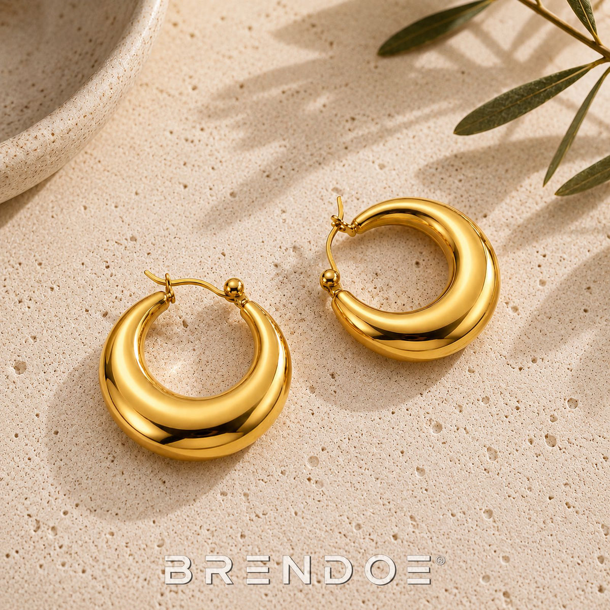 Brendoe Goudkleurige Geometrische Oorringen