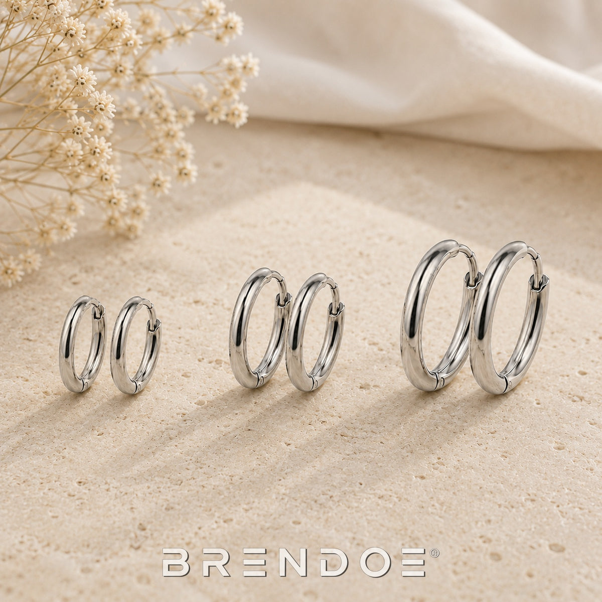 Brendoe Zilverkleurige Oorringen Set – 3 Paar RVS