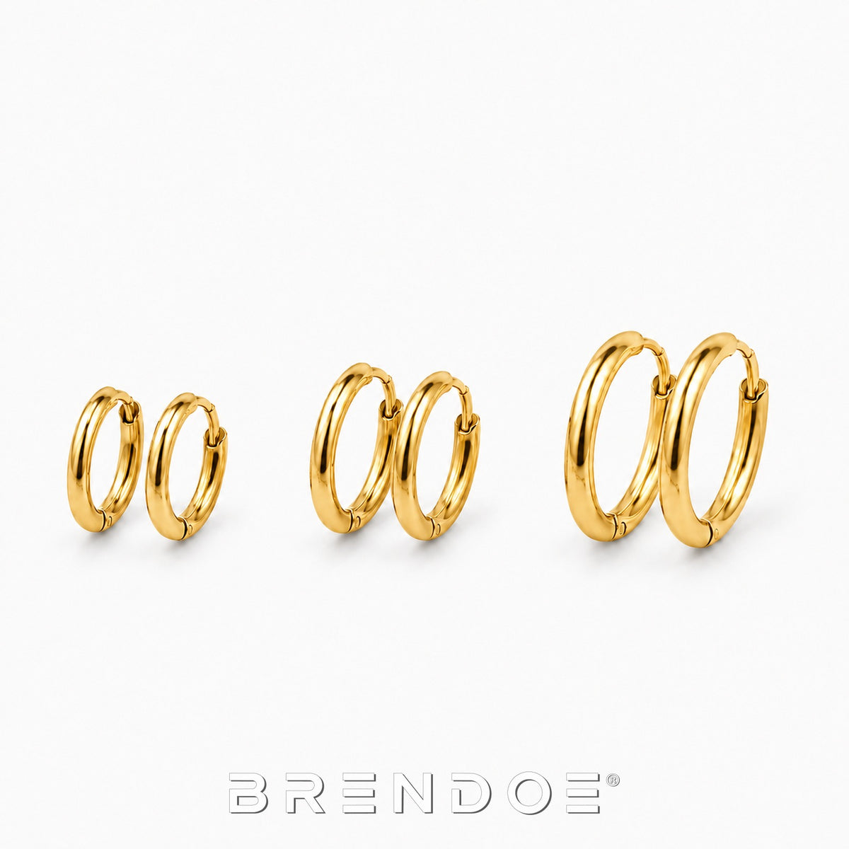 Brendoe Goudkleurige Oorringen Set – 3 Paar RVS