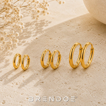 Brendoe Goudkleurige Oorringen Set – 3 Paar RVS